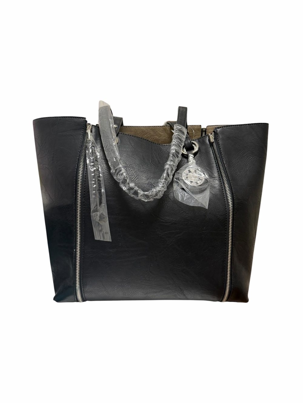 Sydney Love Solid/Metallic Black/Pewter Tote Handbag